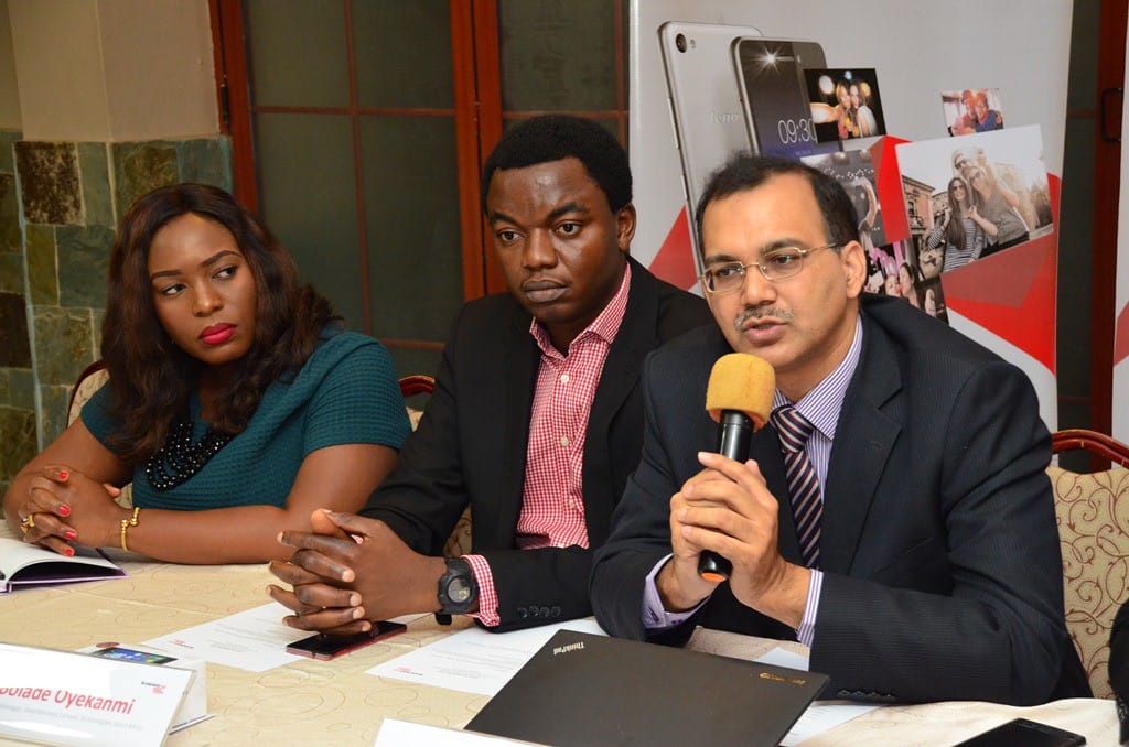 From L-R: Service Manager, Lenovo Technologies West Africa, Ms. Nkechi Okolo; Marketing Manager, Smartphones, Lenovo Technologies West Africa, Mr. Bolade Oyekanmi and Executive Director, Mobile Business Group, Lenovo Technologies Middle East & Africa (MEA), Mr. Shashank Sharma at Lenovo’s inaugural breakfast meeting with the media and introduction of the Lenovo S90, Lenovo S60 and Lenovo P70 smartphones in Lagos on Wednesday, April 29, 2015.