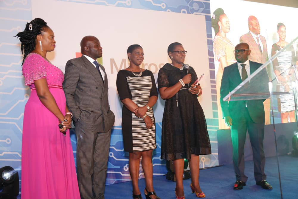 Pix 3 : L-R : Product Specialist Cloud Services, Adewale Adeyemi; Chief Information Security Officer, MainOne, Chidinma Iwe and Human Resource Director, Microsoft Nigeria, Deji Ajibola as Mainone receives Country Manager’s Partner of the Year Award at the recently held Microsoft Partners Award.