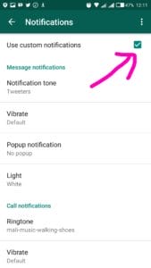 whatsapp custom notifications