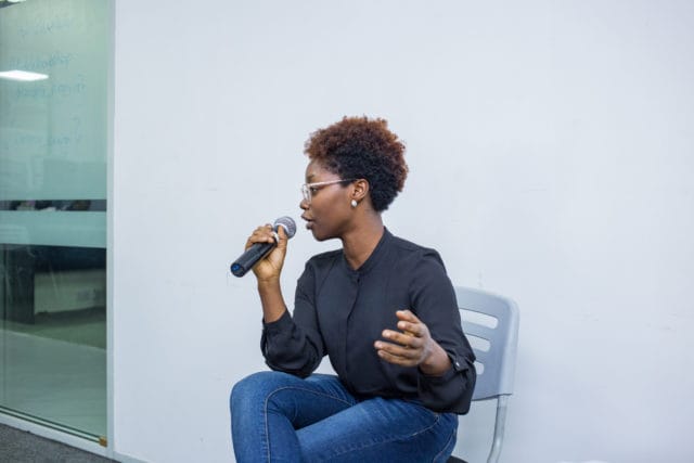 Tolu sharing her story at the Media Parley_2